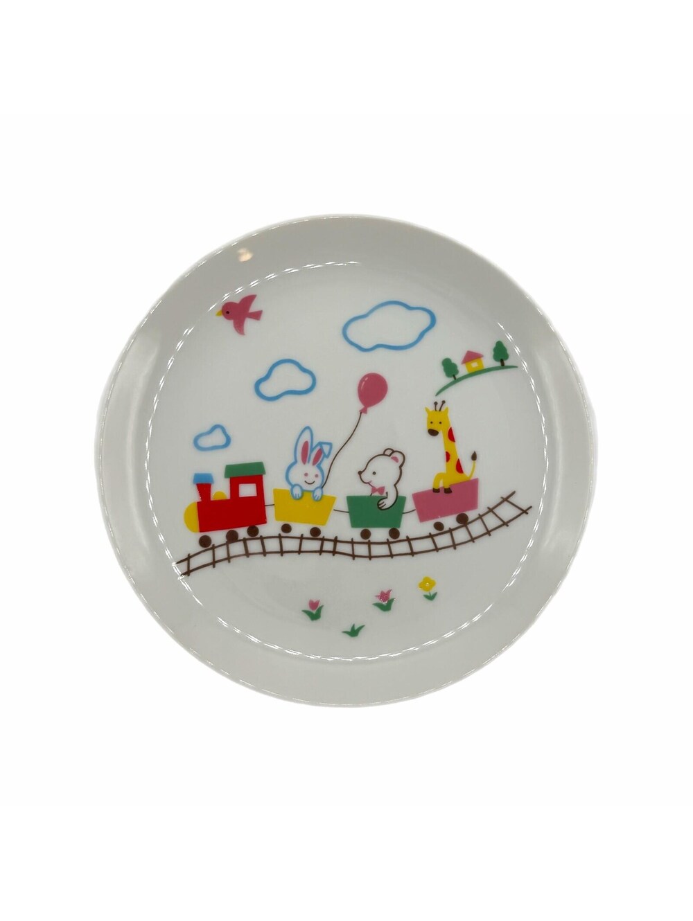 Vintage 1980s Lillian Vernon Child’s 7” Ceramic Plate – Animals on Train